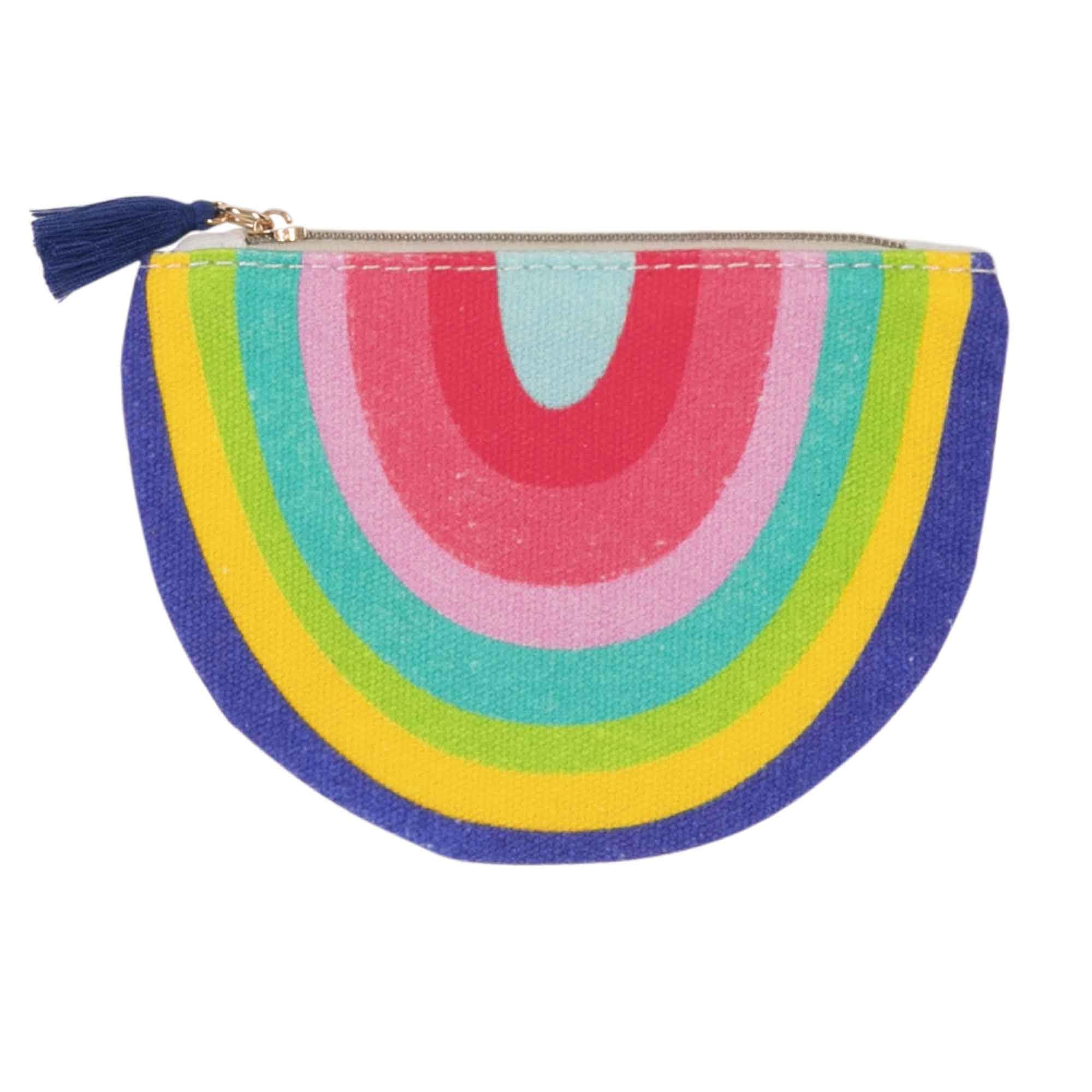 Draeger Paris Rainbow Print Coin Purse, Multicolored, Cotton Zip Purse