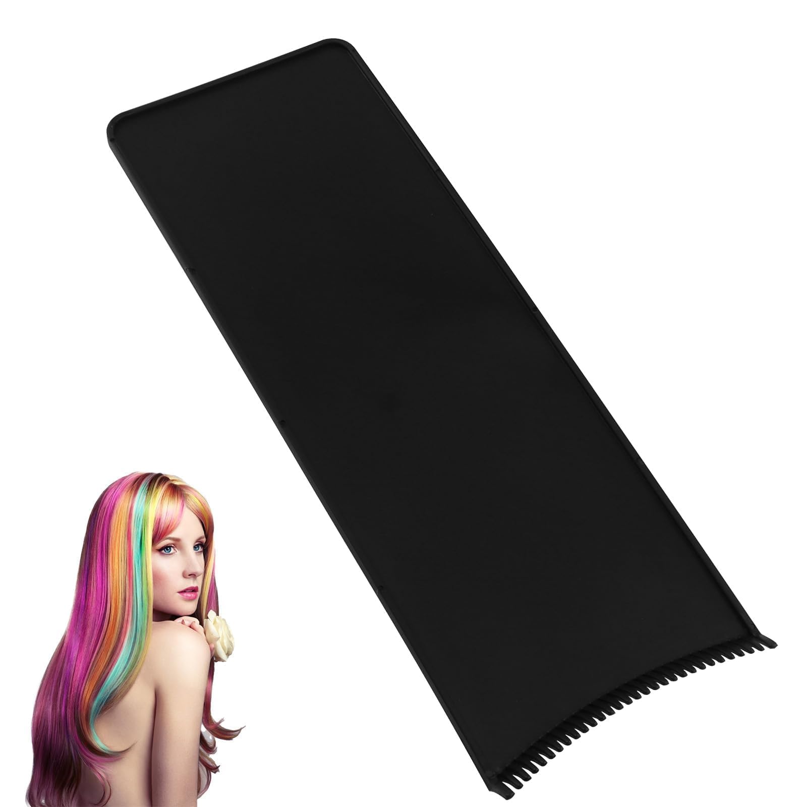 Professional Extra-Wide Balayage Board with Tension Teeth – Non-Slip Hair Highlighting Paddle for Long Thick Hair – Ergonomic Tinting Plate for Salon Stylists & DIY Colorists, Large Black