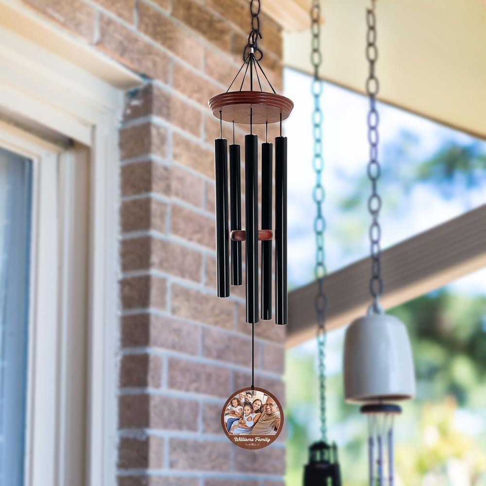ASTARIN Custom Wind Chimes, Wind Bells for Outside, Personalized Memorial Gifts for Family, Metal Wind Chime Outdoor Suit for Garden, Patio, Porch, 36'' (Family-1)