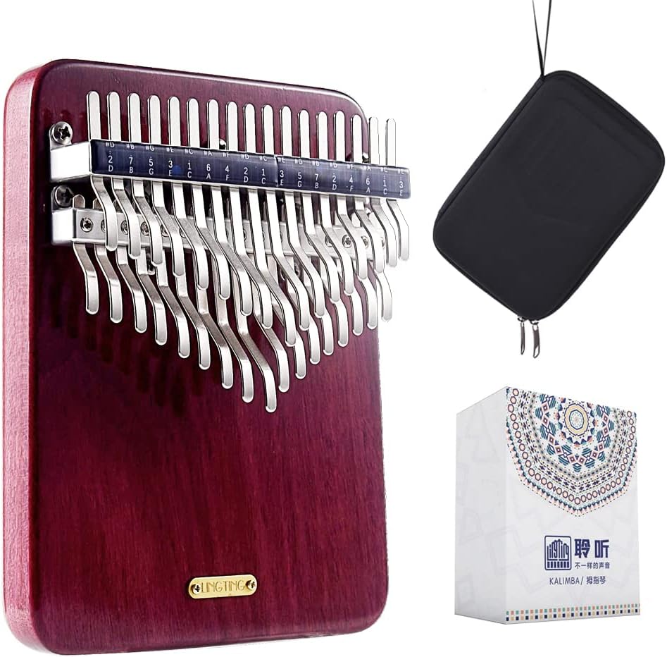LingTing Kalimba 34 keys Thumb Piano Mbira Finger Piano Gift for Adult Beginners Professional（LT-K34V,snow whisperer)