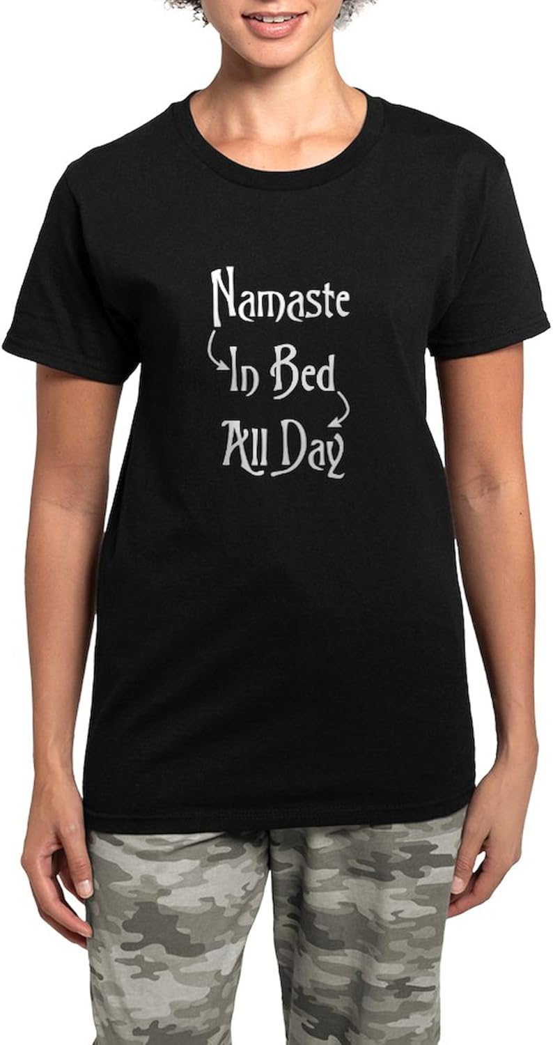 CafePress Namaste In Bed All Day Women's Dark Pajamas Womens Novelty PJ Sleepwear