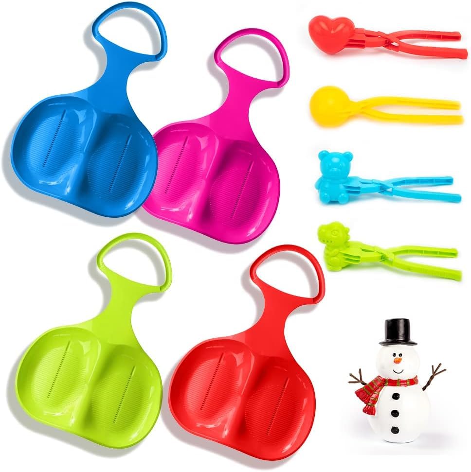 DASIAUTOEM Poporutscher Rodeln Kinder, 4 Stück Poporutscher mit Handgriff,...