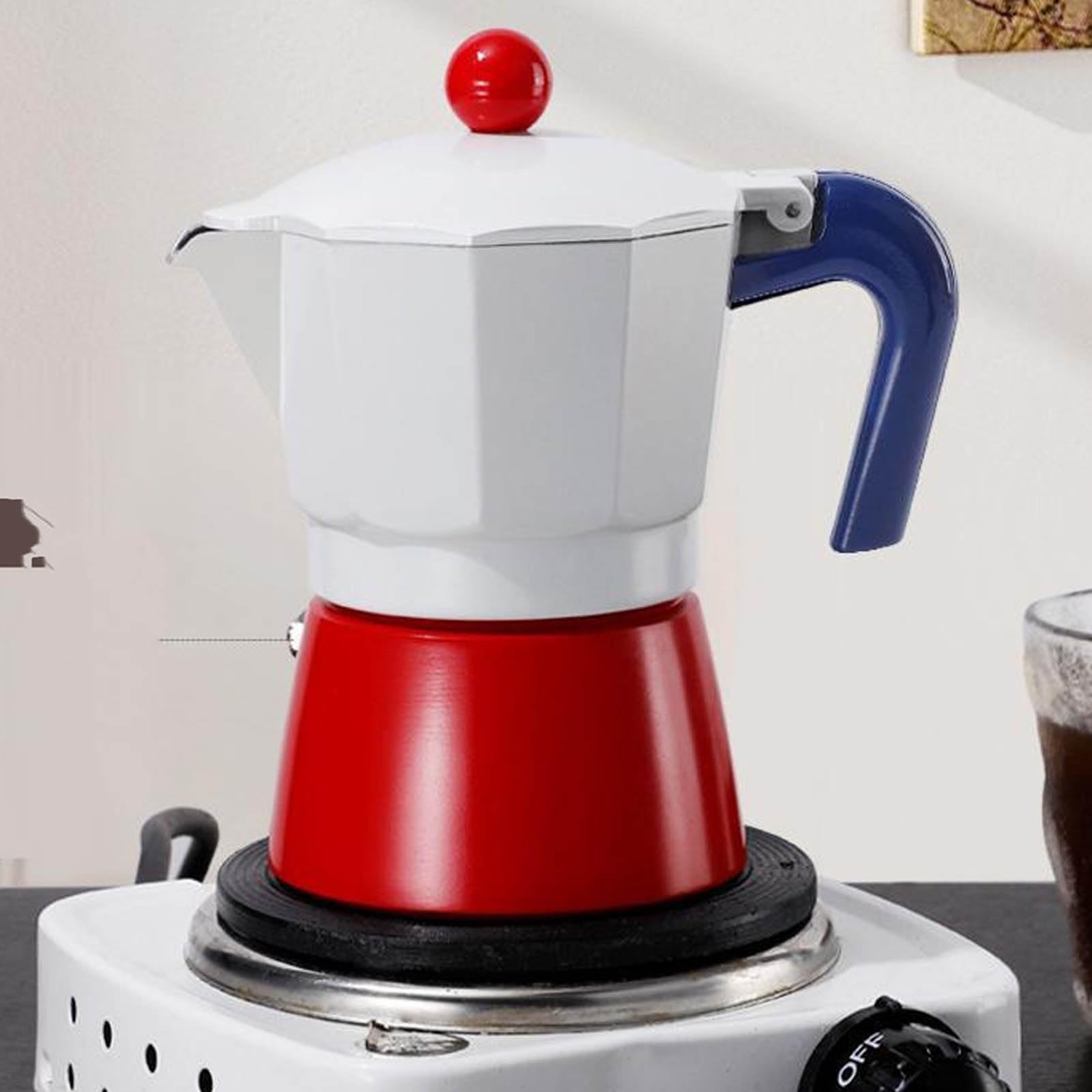 TOPINCN Caffettiera da 3 tazze, in alluminio, capacità 150 ml, macchina da caffè cubana manuale, macchina per caffè espresso italiano Greca per uso domestico all'aperto