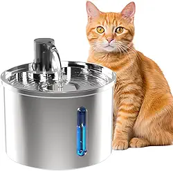 Bebedouro Gato Tipo Fonte, 3L Bebedouro Fonte De Água Para Cães Gatos Elétrico Pet, Fonte Bebedouro Para Gatos Aço Inox com janela de nível de água