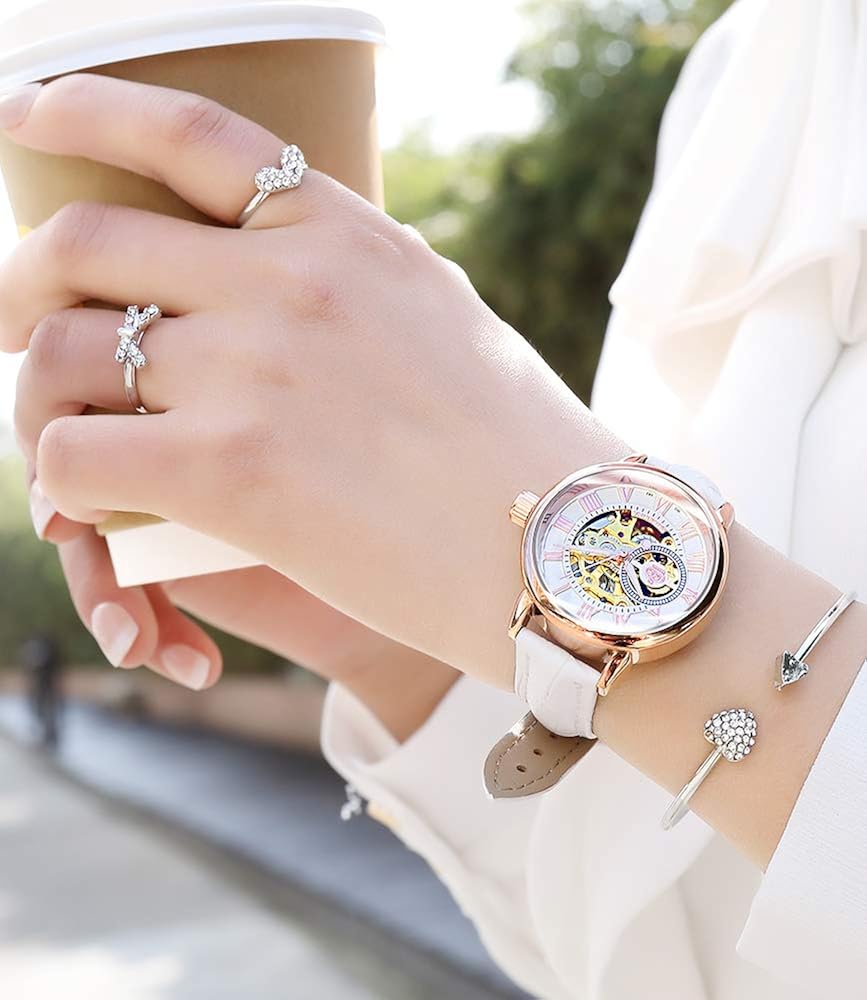 Lіmіtеd Stосk Sweetbless Wristwatch Women’ s Analog Roman Number Steampunk Skeleton Self-Wind Auto Mechanical Watch