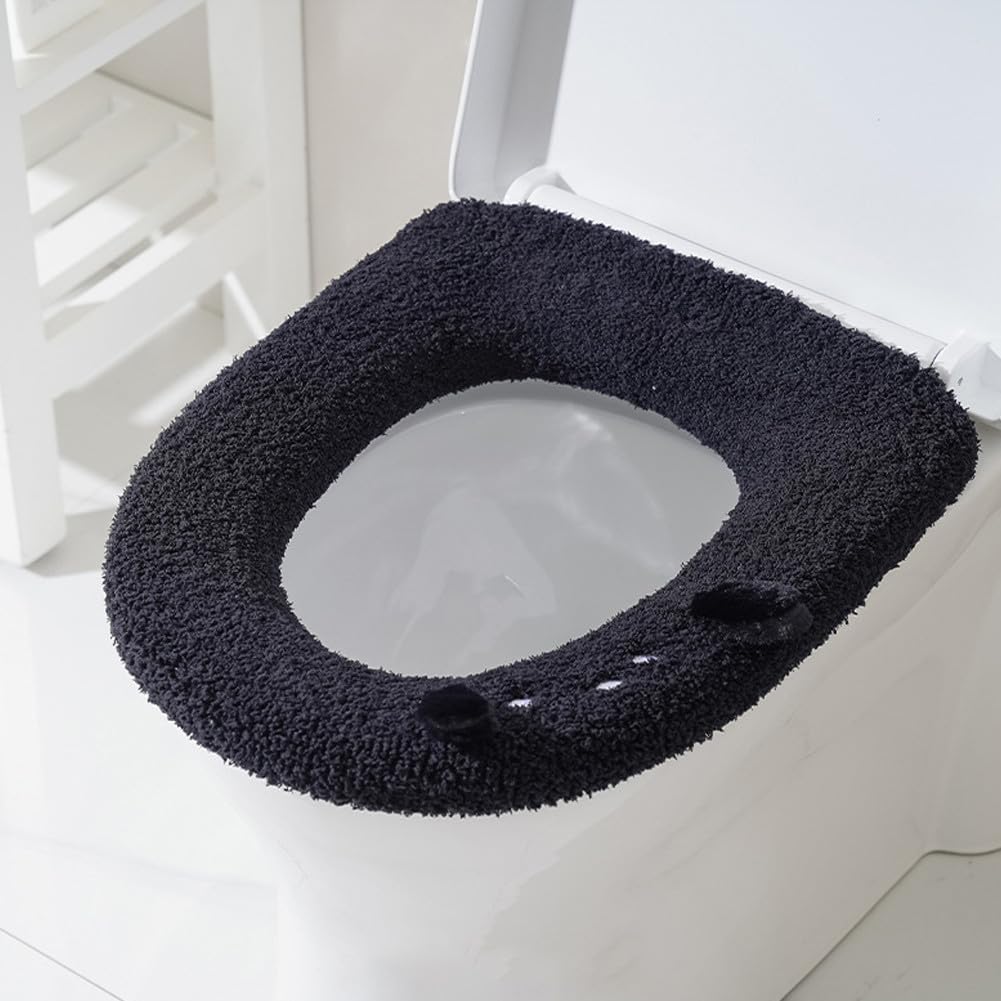 Toilet Seat Cover Pads with Handle - Thicker Soft Bathroom Cushion Warmer for Winter - Washable and Reusable Universal Size Toilet Seat Covers - 1pc