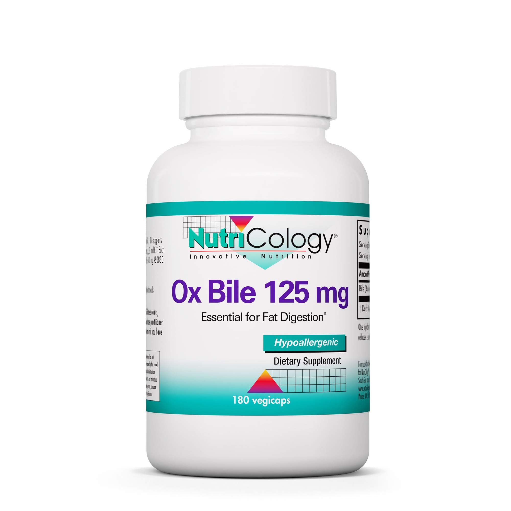 Nutricology Ox Bile 125 mg 180 Capsules
