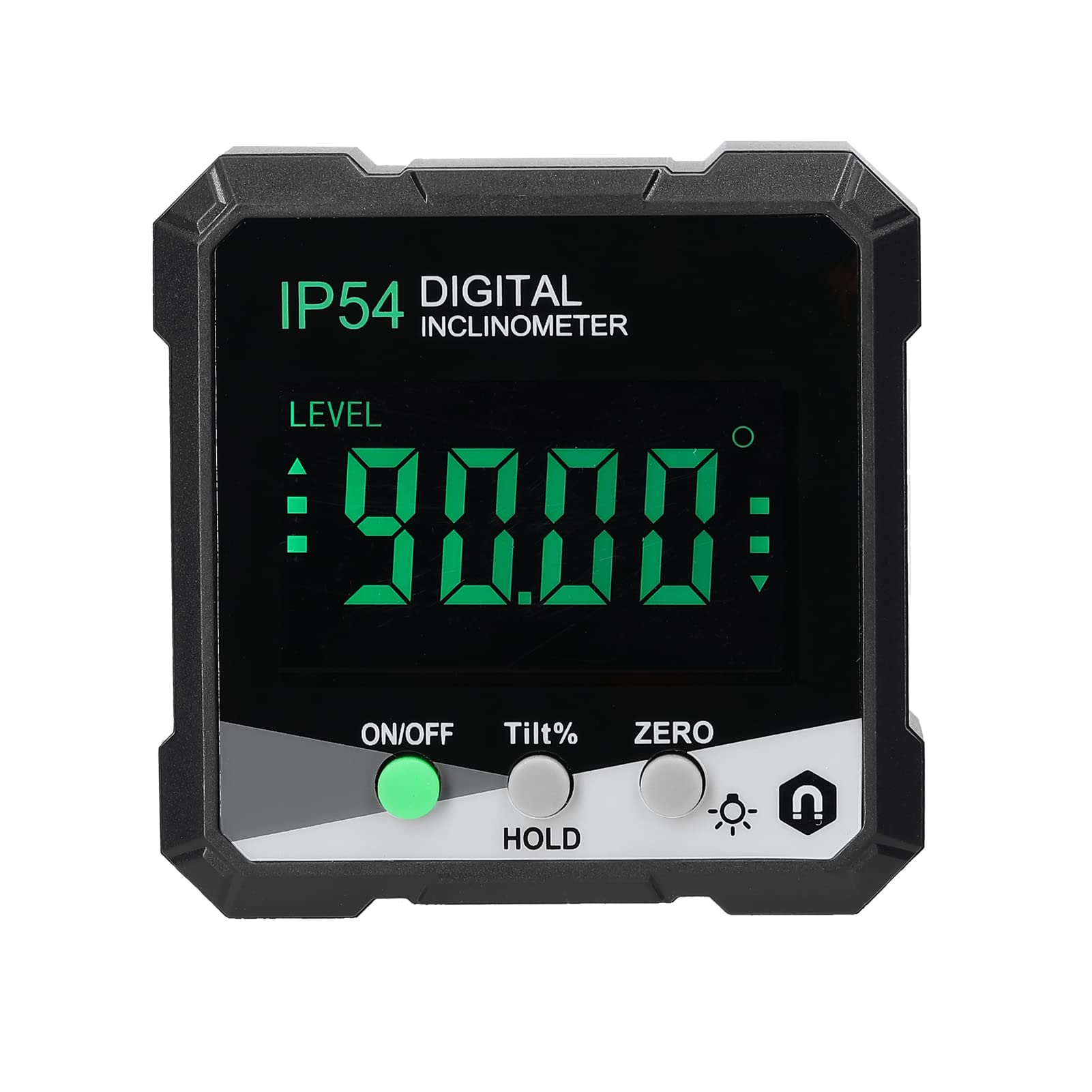 ACAGALA IP54 4 * 90° Portable Digital Inclinometer LCD Backlight Digital Protractor Slope Meter Digital Angle Ruler Single-Side Magnetics Multifunctional Protractor Absolute Relative Mesuring Mode
