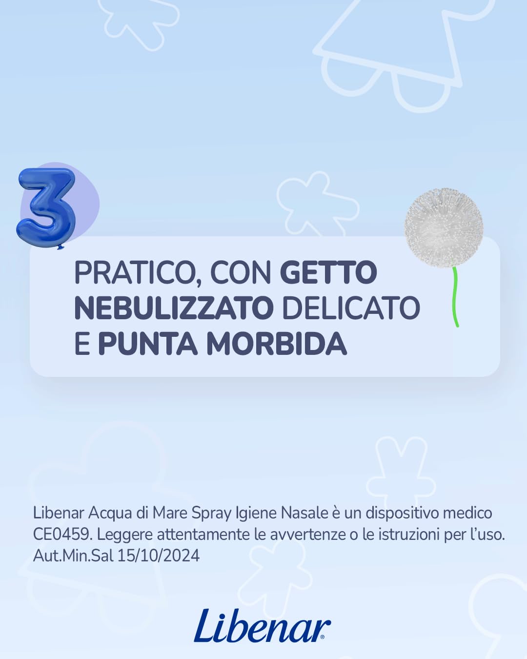 Libenar Spray per Igiene Nasale, Soluzione Isotonica con Acqua di Mare per Adulti, Bambini e Neonati, Adatto per l'igiene quotidiana del naso, Punta Morbida, Getto Delicato, 100 ml