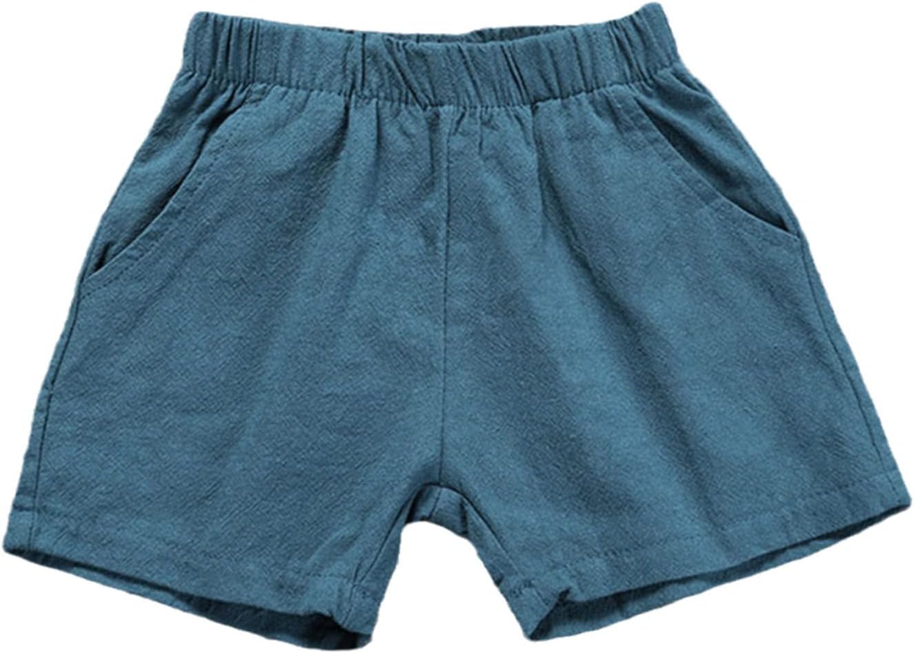 Summer Children Cotton Shorts Boys Girls Shorts Toddler Kids Beach Sports Shorts Blue