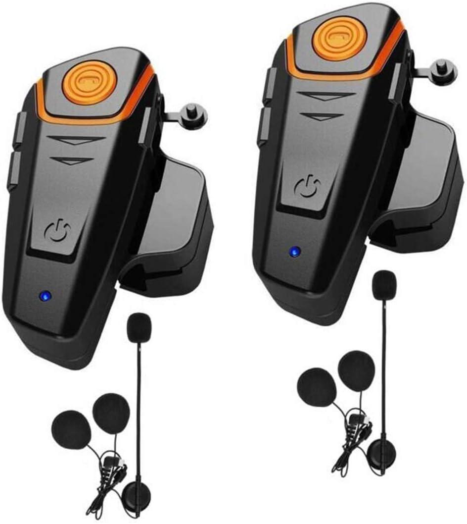 HuanGou Motorcycle Bluetooth Headset, BT-S2 Type-C New Version 1000M Helmet Intercom Headphones Up to 3 Riders Supports FM Radio GPS Music Hands-Free Walkie-Talkie(Dual)