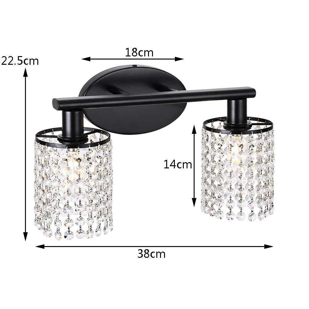 Kinkiet w stylu vintage z 2 lampami, kinkiet w stylu industrialnym, lampa lustrzana w stylu retro wykonana z metalu i szkła, uchwyt na żarówkę E27, lampa ścienna do sypialni, salonu, łazienki, 2 świa
