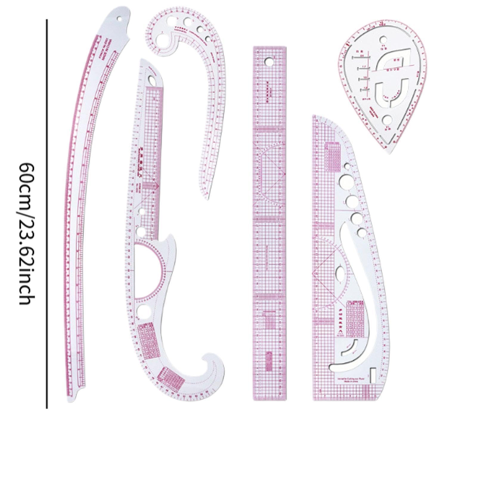Règle Courbe Française Couture Règle Patron Vêtement Transparent Règle Mesure Flexible Design Outil de Modélisme Couture Matériau Résistant et Précisi, 6 Morceaux