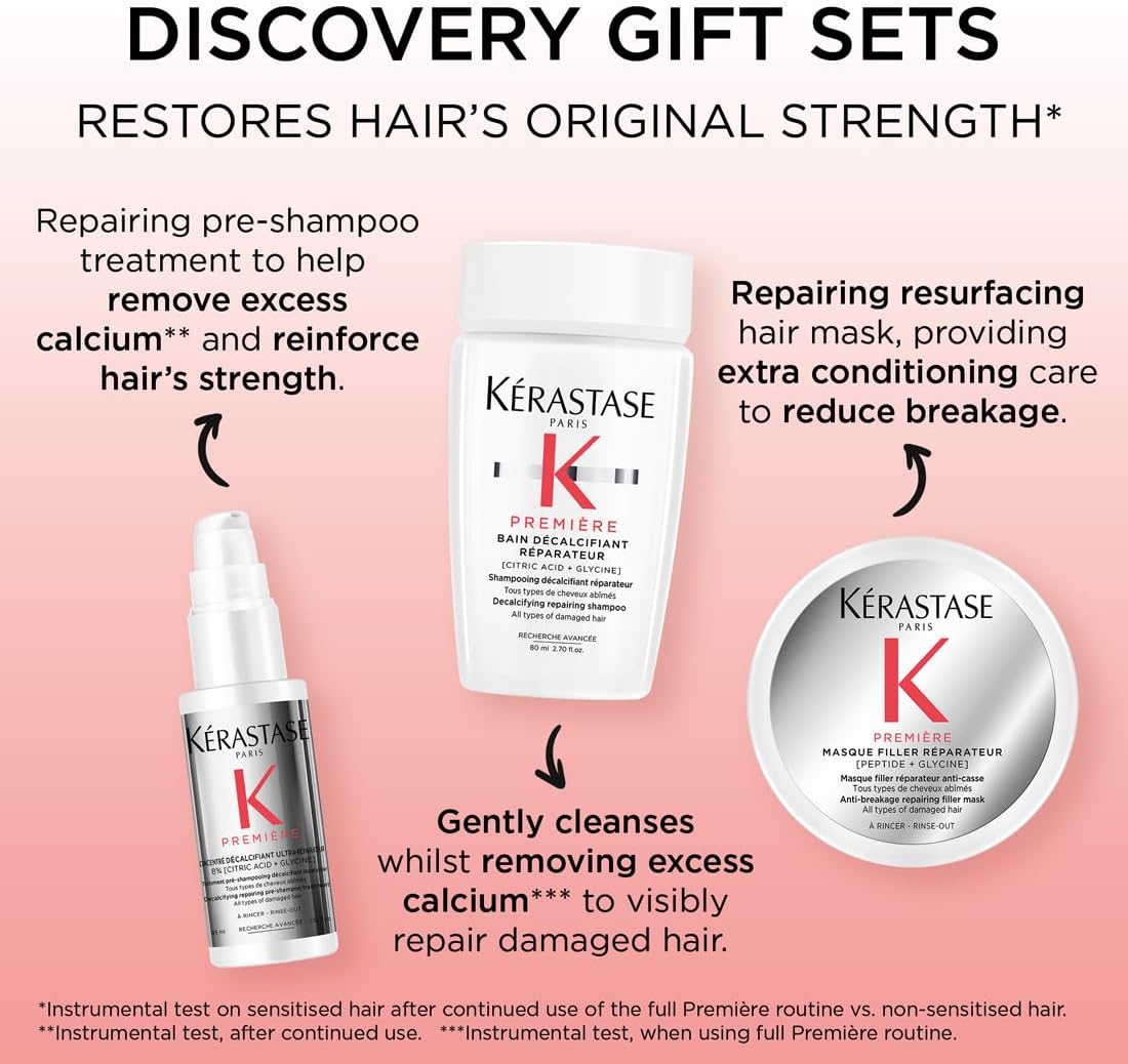 Kérastase Première Discovery Gift Set, With Bonding Pre-Shampoo Treatment, Bonding Advanced Repairing Shampoo and Bonding Deep Nutrition Mask, With Pure Citric Acid, For Damaged Hair, Travel Size 3 61sY39VD+3L. AC SL1100