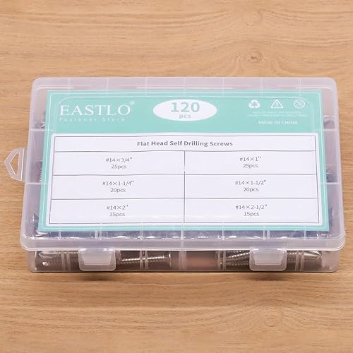 Miniatura 5 de EASTLO 120 tornillos autorroscantes de cabeza plana (tamaño n. 14), tornillos de cabeza plana Phillips Drive de acero inoxidable 410 tornillos