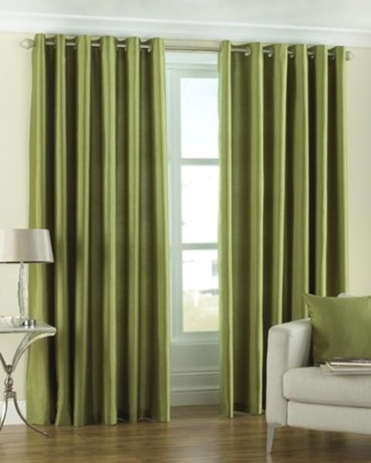 Exporthub Green Plain Eyelet Door Curtains Set of 2 Pc 7x4 Feet, (EHSPR219_74)