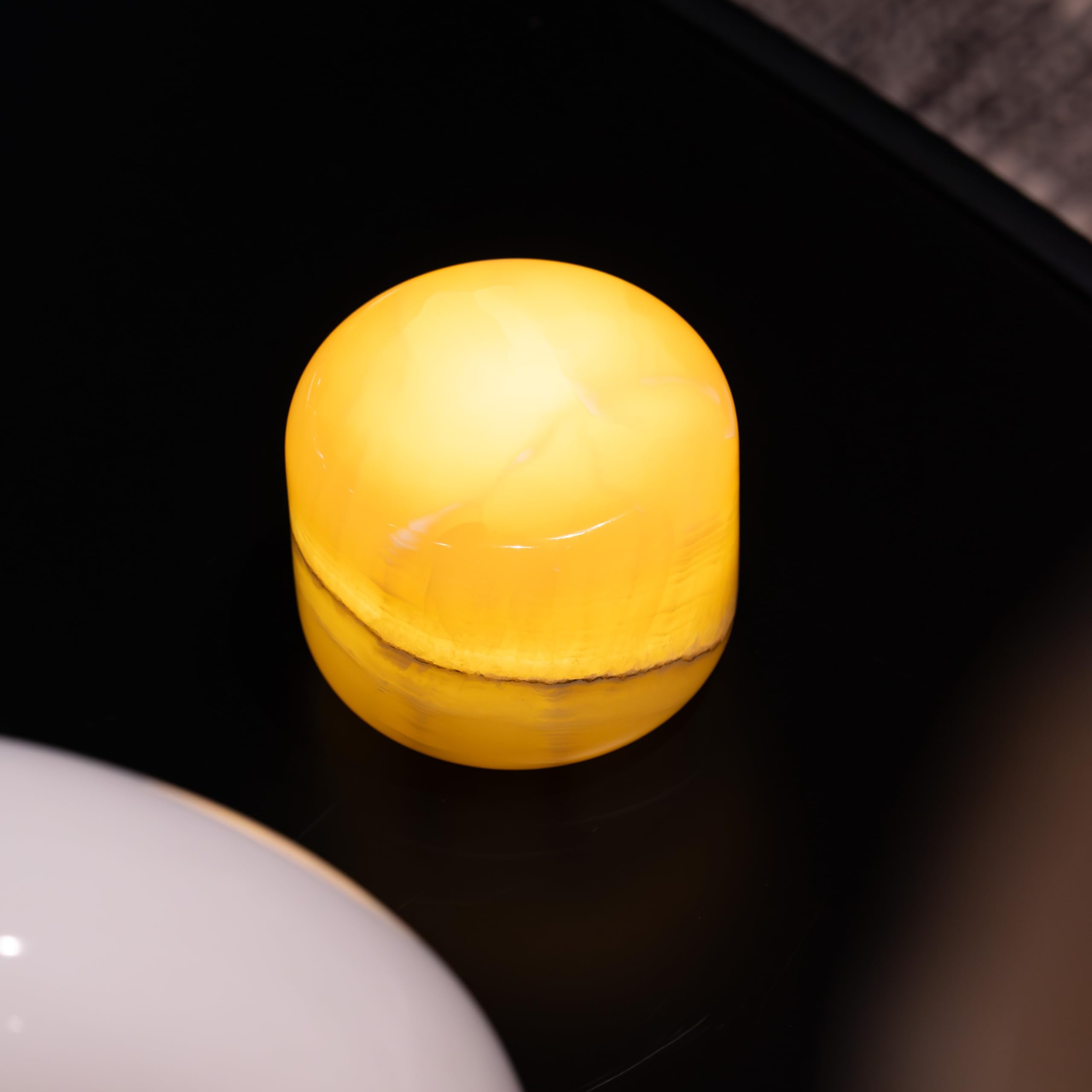 Marmorlampe Nachtlicht Touch-Nachttischlampe für Schlafzimmer, wiederaufladbare kleine Schreibtisch-Nachttischlampe vom Typ C, augenschonende dimmbare LED-Ambientelampe (Amber Jade)