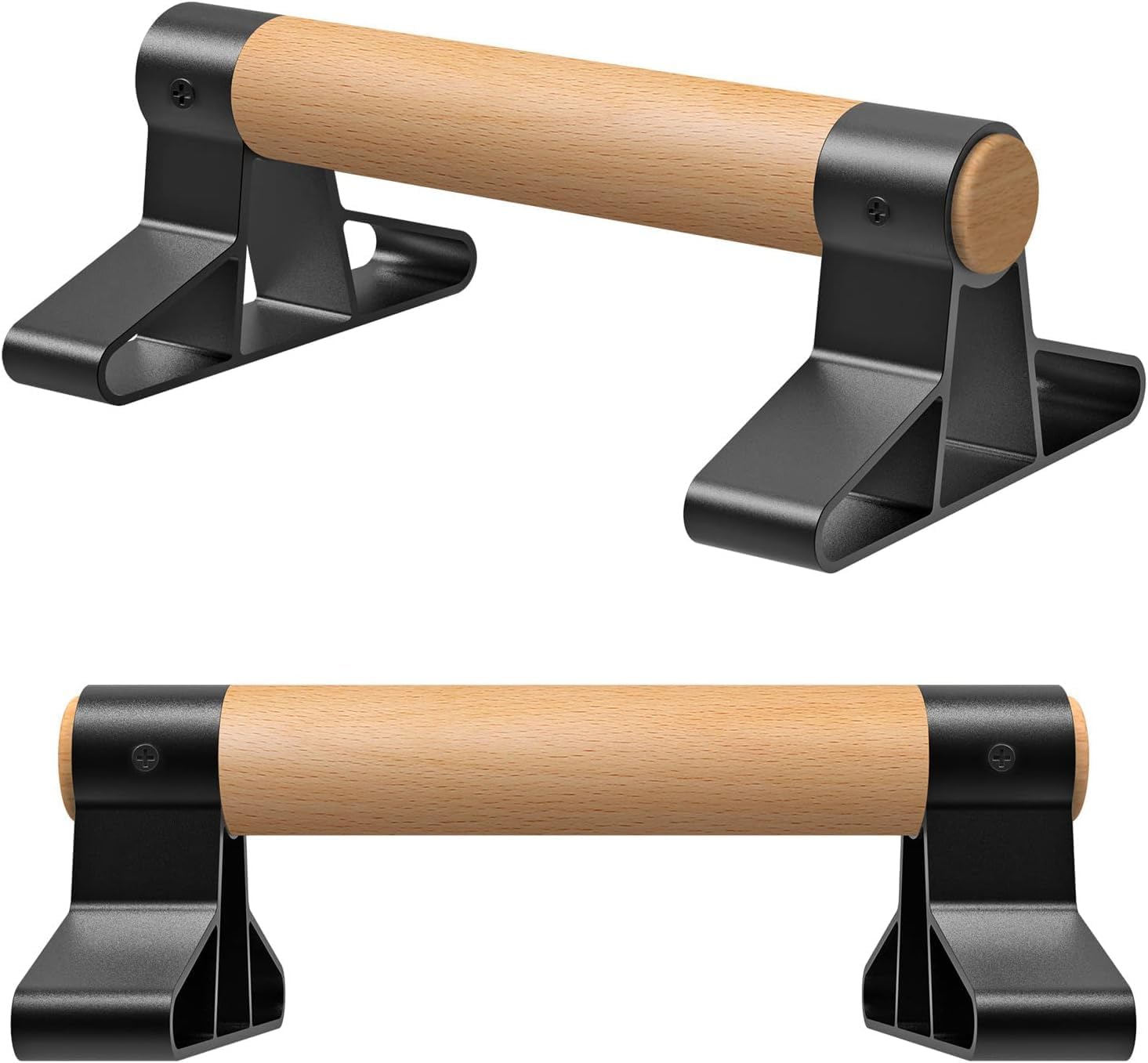 SELEWARE Wood push up bars Parallettes bars Anti-slip Handstand Bars for Calisthenics, Fitness, Floor workouts Solid Wood with Sturdy Metal Bracket, Support 600 lbs