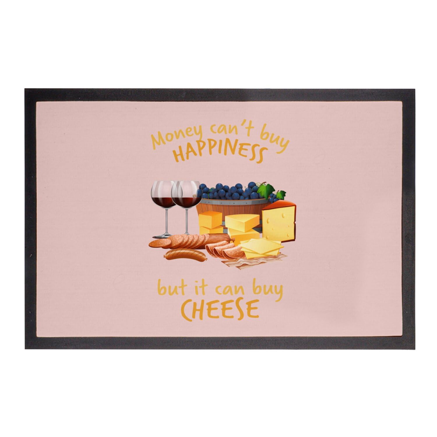 Paillasson rose cheese de France grand tapis d'entrée humoristique 75x50cm
