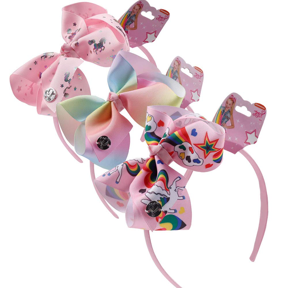 3pcs Jojo Bows Headbands Grosgrain Ribbon Headband with Bow Hair Bows Hair Bands for Girls (STYLE-2)