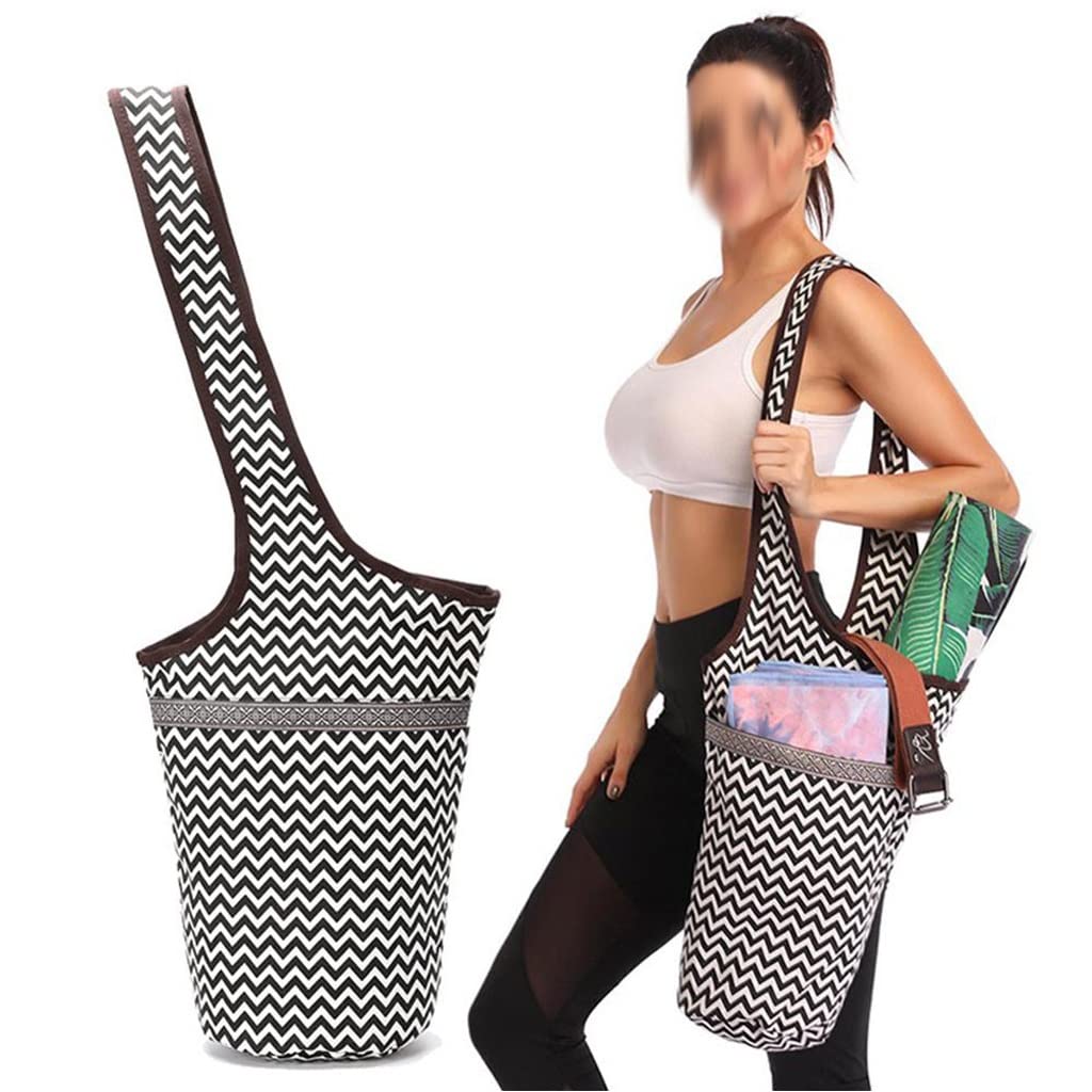 Modna torba na matę do jogi Płótno Duży rozmiar kieszeń na suwak pasuje do większości mat Tote Sling Carrier Materiały do ​​​​fitnessu (kolor: B, rozmiar: 88,9 * 34,29 cm) (D 88,9 * 34,29 cm) little