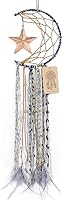 Dremisland Handmade Blue Moon & Star Dream Catcher - 8 Inch Feather Hanging Wall Decor, Retro Home Ornament & Festival Gift