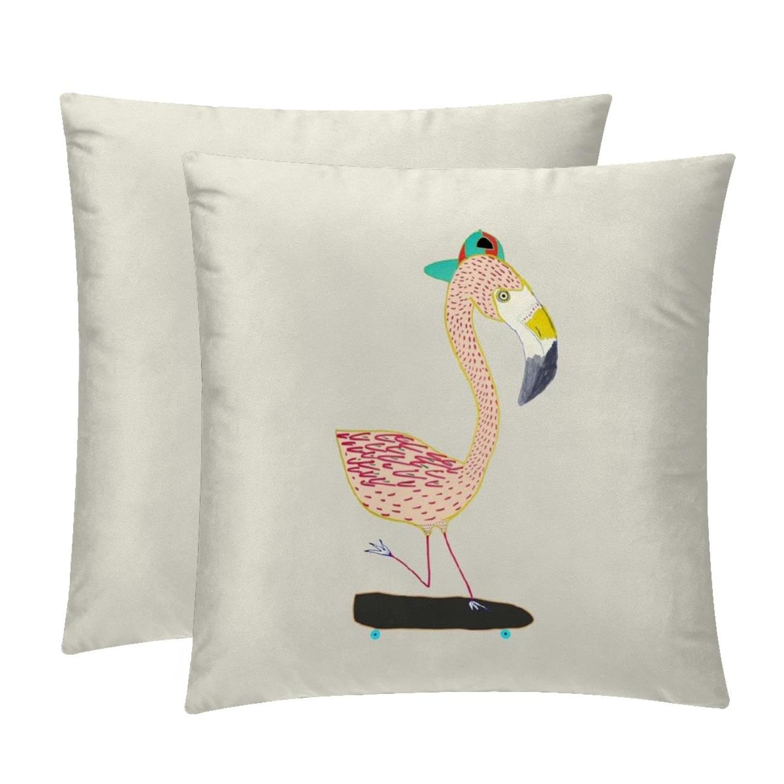 TDGKPZ Cartoon Flamingo Throw Pillow Cases 2 Pack Pillowcases Zipper Cushion Covers For Bedroom Living Room 50x50cm