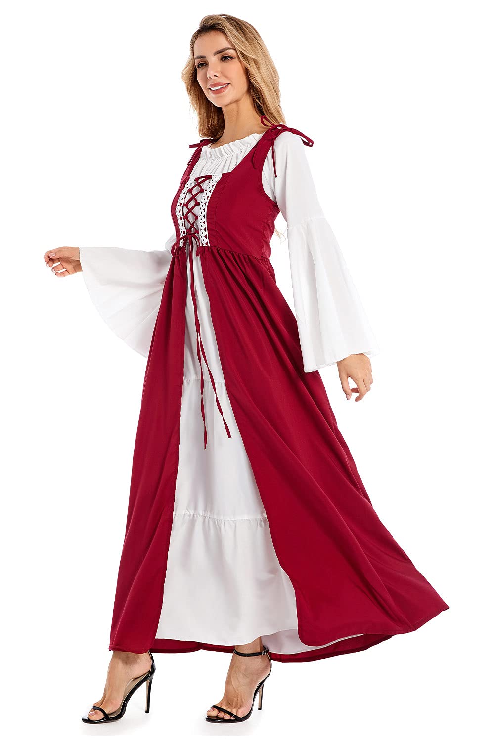 Boho Renaissance Costume for Women Halloween Irish Medieval Dress