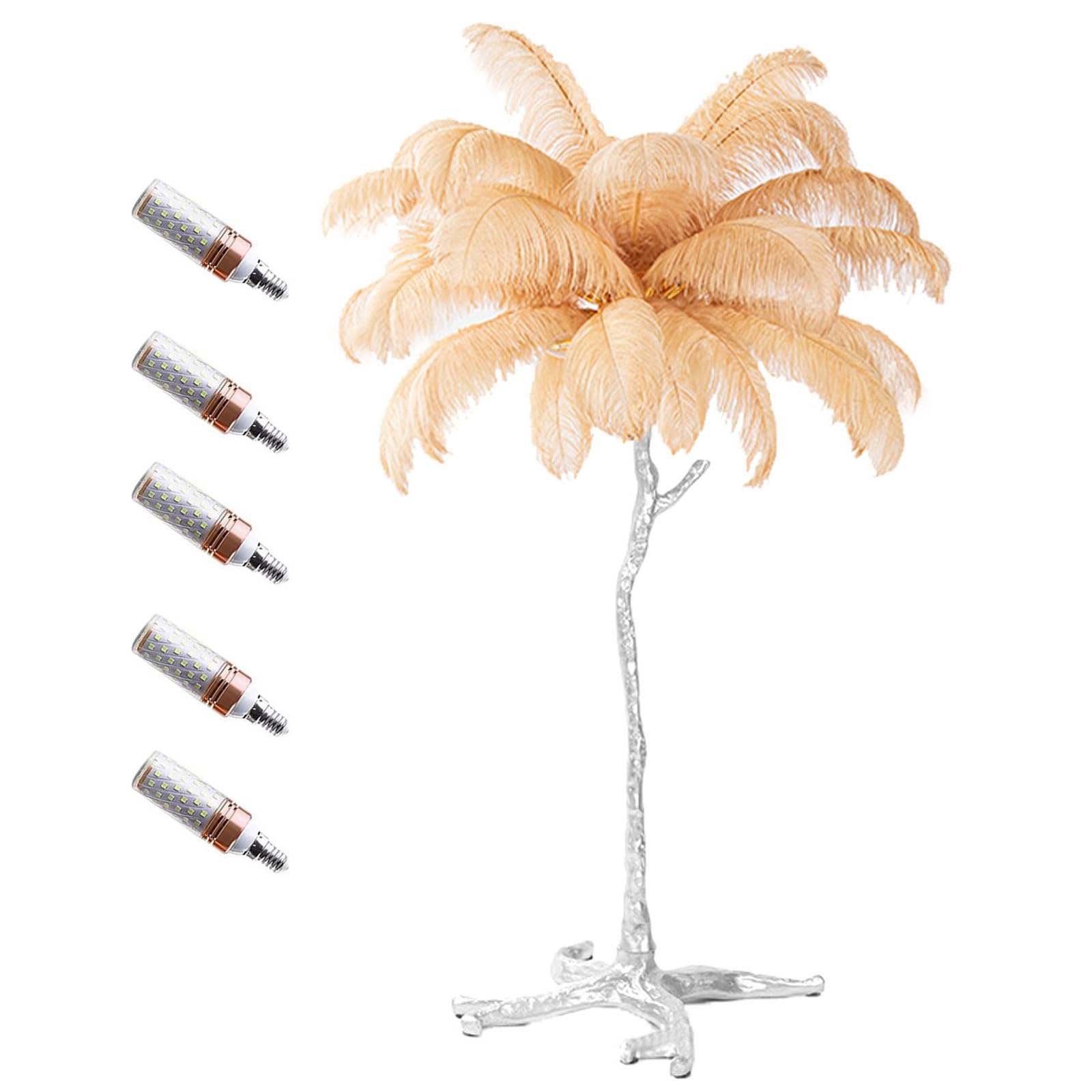 Lampadaire plume d'autruche kaki pour éclairer votre coin lecture de chambre