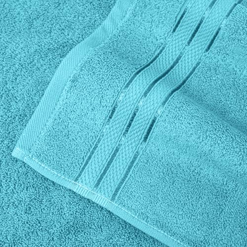 Image of Elegant Comfort Three Line Popcorn Extra Large Luxury Bath Towel - 40 inch x 80 inch inch, Premium Hotel Spa Quality 1 Piece Oversized Bath Sheet 100% Turkish Cotton Super Soft Highly Absorbent, Aqua