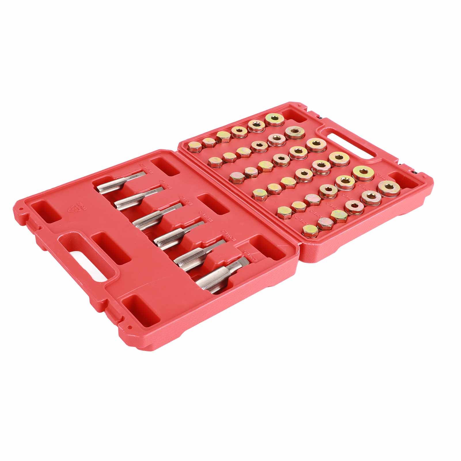 114 Piezas Kit de reparación de Roscas de cárter de Aceite Juego de Herramientas de tapón de Drenaje de Caja de Cambios de sumidero M13 M15 M17 M20 M22