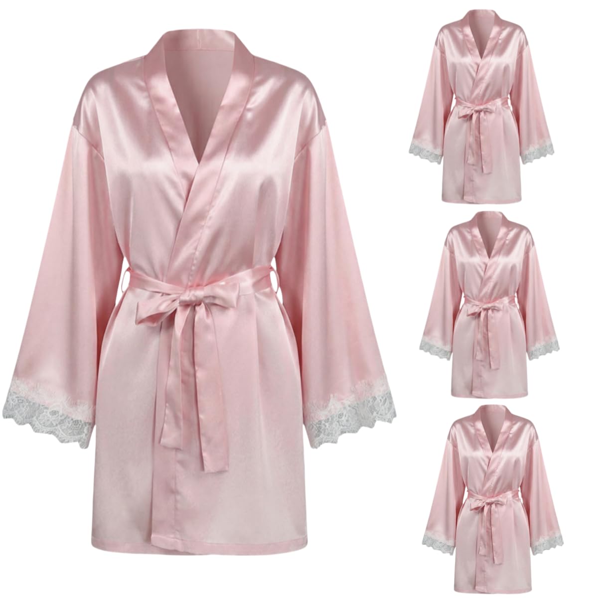 Chambre Robe Nuisette en Satin Ornée De Dentelle pour Femme Robe De Chambre Vêtement D'Intérieur Robe De Demoiselle d'honneur Cadeau