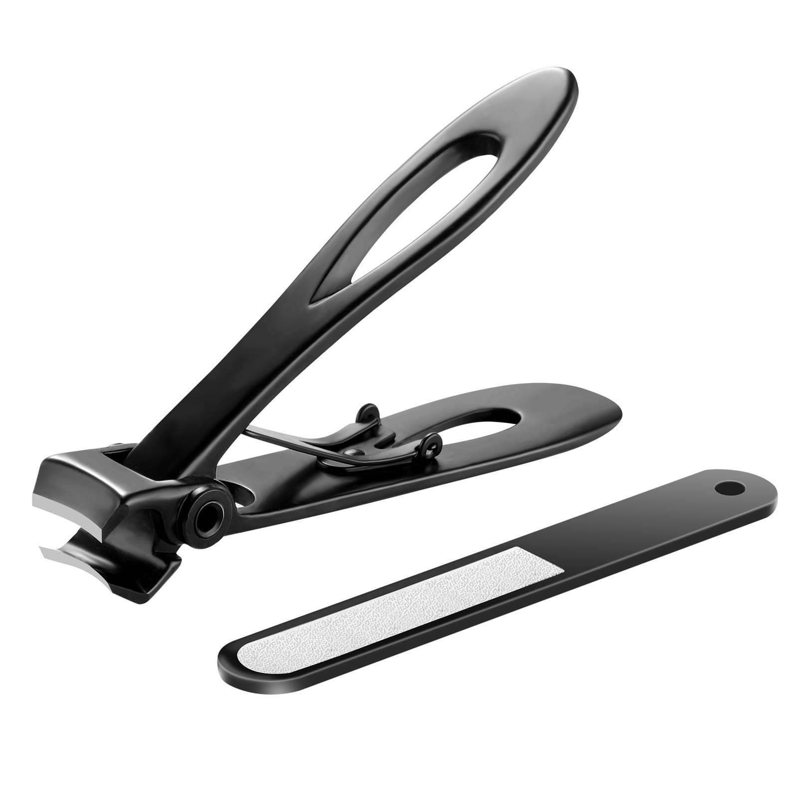 Nail Clippers 18mm Wide Jaw Opening Toenail Clippers with Nail File for Thick Nail and Toenails Black
