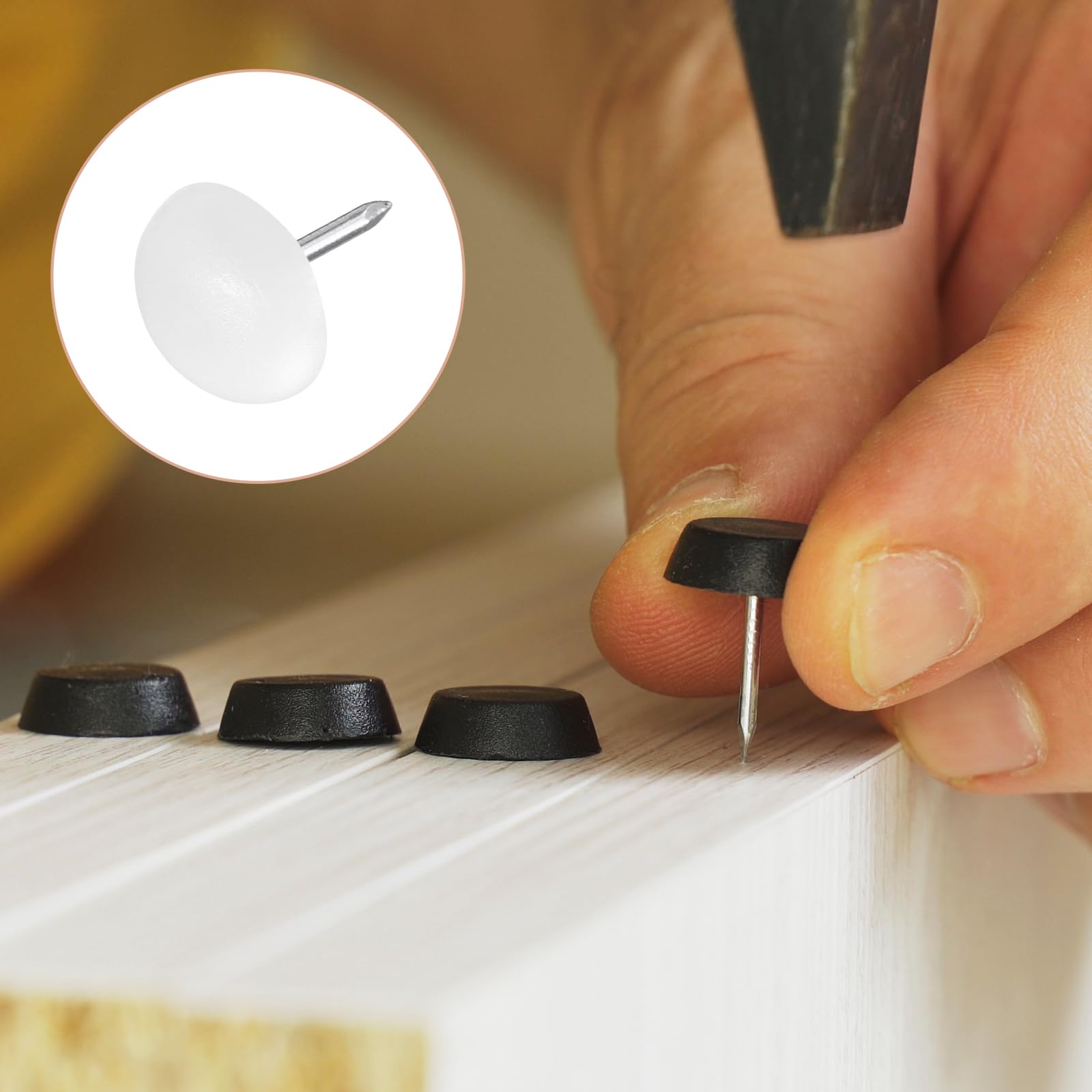 METALLIXITY Furniture Feet Nail (14mm/0.55in) 40Pcs, Plastic Half-Circles Chair Glides Sliders - Image 4