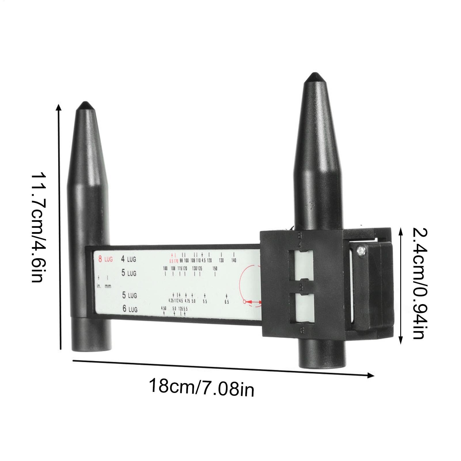 Calibro di Misurazione PCD | 8 -Tongo Regola di Scorrimento PCD | Calibro del Diametro del Cerchio Primitivo | Strumento di Misurazione per Pneumatici E Ruote per Auto, Calib