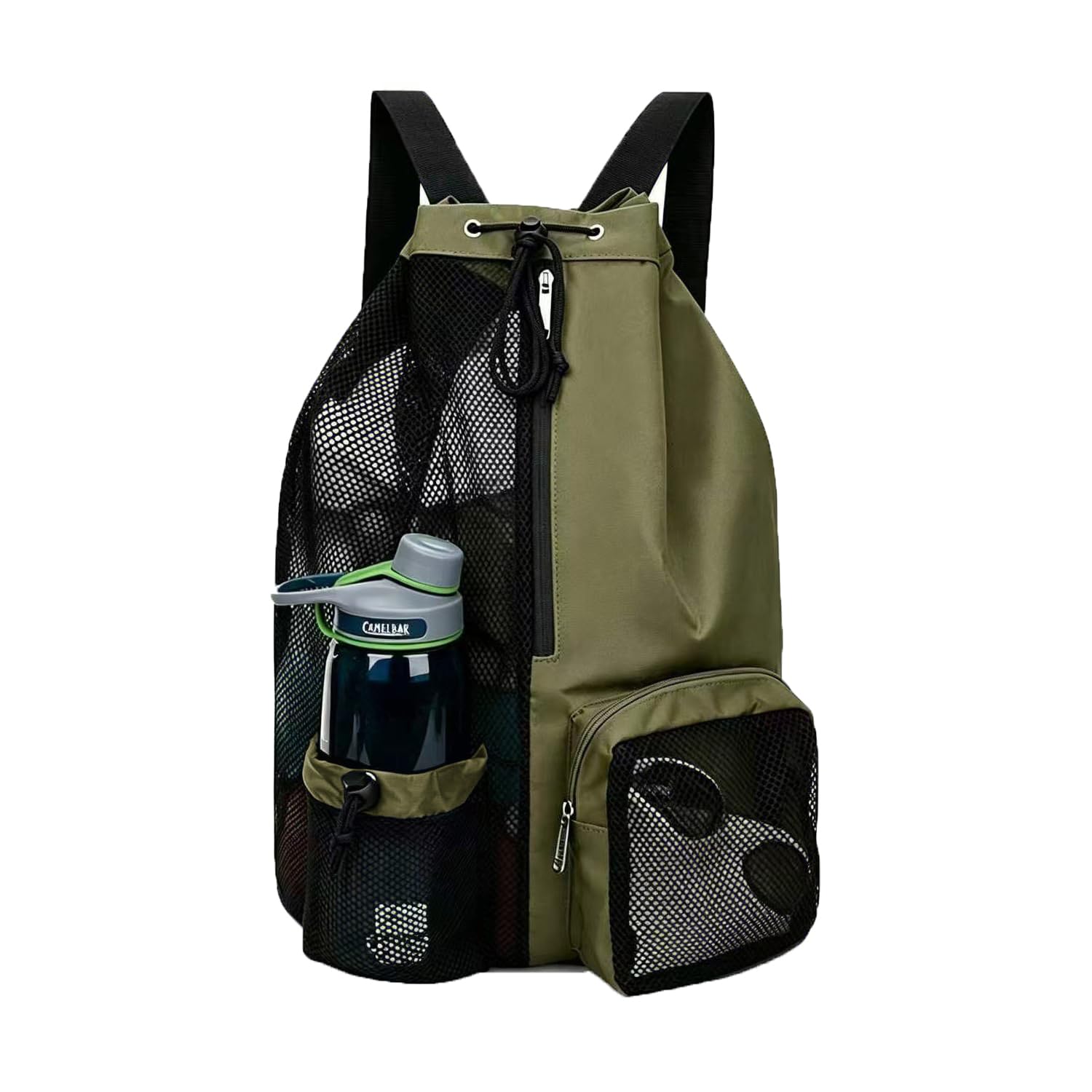 myouhuo Drawstring Gym Bag Sports Backpack with Shoes Compartment Water-resistant Swimming Bag for Men Women Ideal for PE School Travel Beach,Green 02 — image 1
