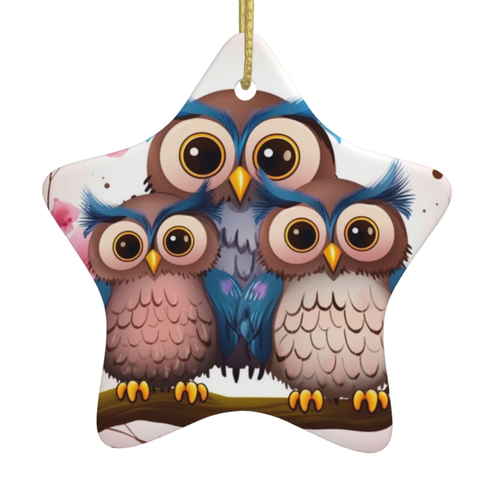 Fodpand Women's White Cute Owls Christmas Ornaments 2025, Gift Exchange For Men, Collectible Ceramic Ornament Star Hanging Ornaments For Christmas Tree Decoration