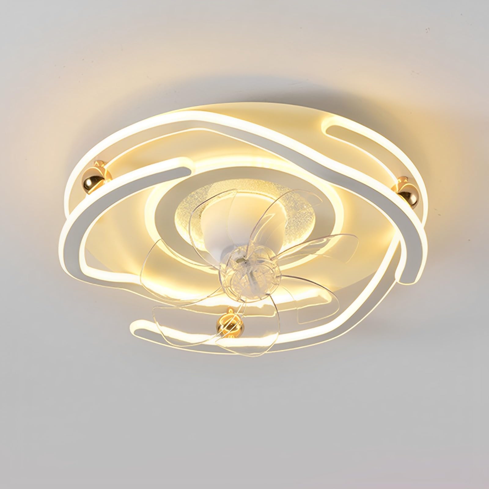 Ventilateur de plafond LED 96W avec télécommande moderne et 6 vitesses pour la chambre