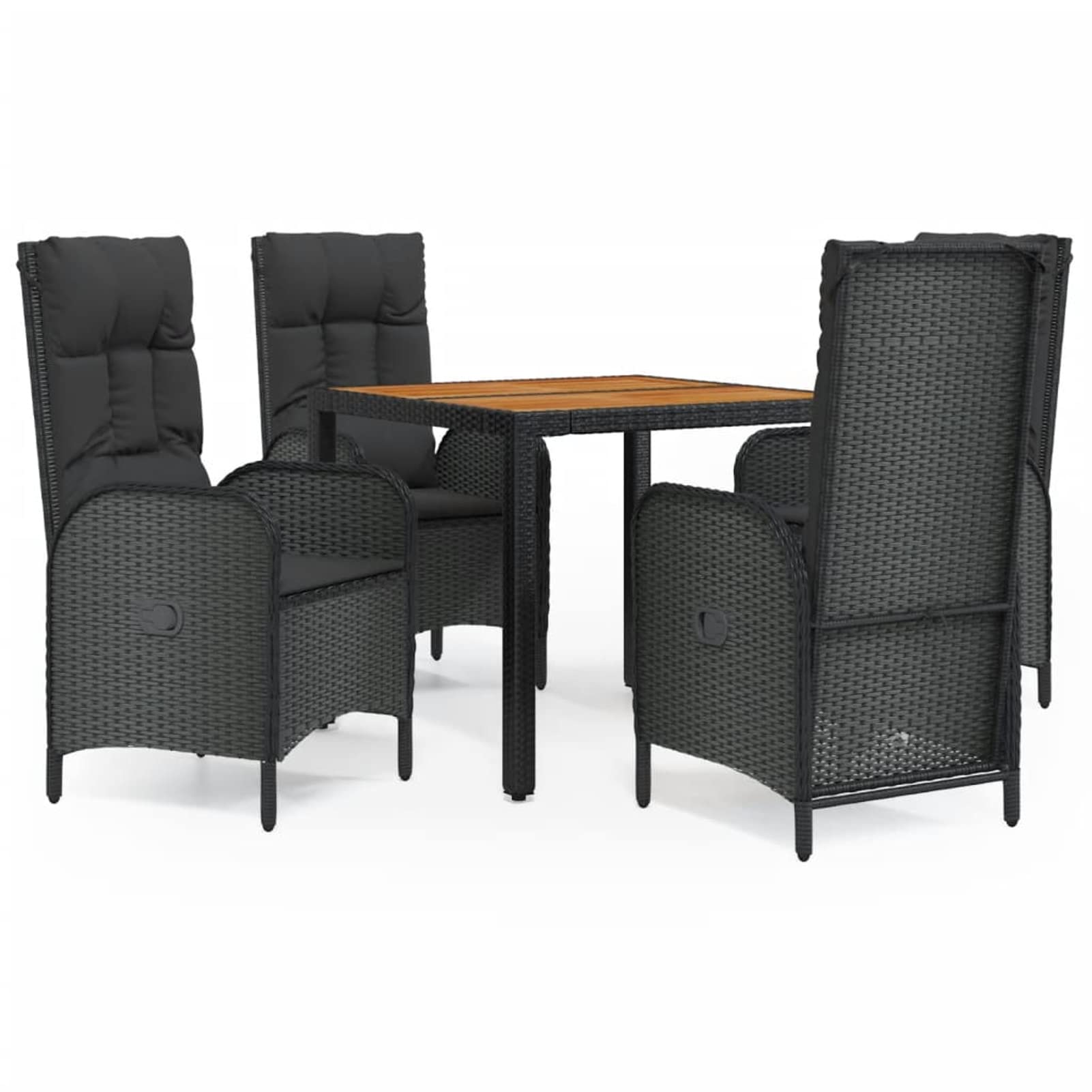 3185069 Set da Pranzo da Giardino 5 pz Nero con Cuscini in Polyrattan Testata in Legno,Testata Letto Matrimoniale Muebles Dormitorio Spalliera Letto Testiere per Letto Matrimoniale