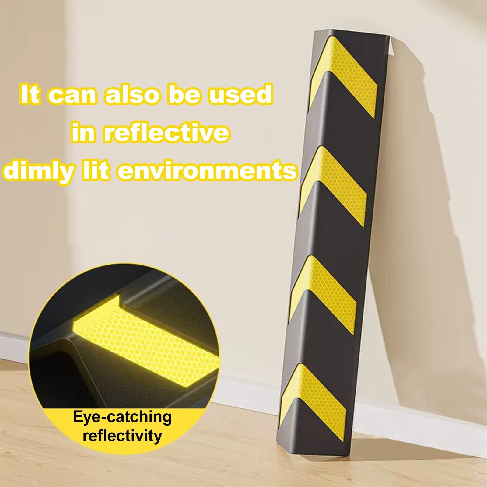 Protector Columnas Garaje Reflectantes, para Garajes Protector Pared Garaje, Amarillos y Negros, Ideales para Garajes y Estacionamientos(800mm x 100mm x 10mm)