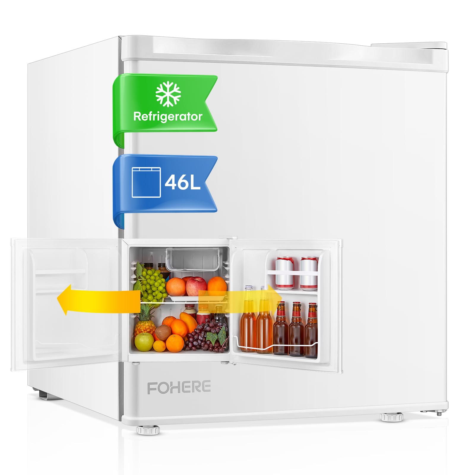 Frigo Bar 46L Compatto - Per Casa, Ufficio O Hotel, Temperatura Regolabile, Bianco - Foto 7