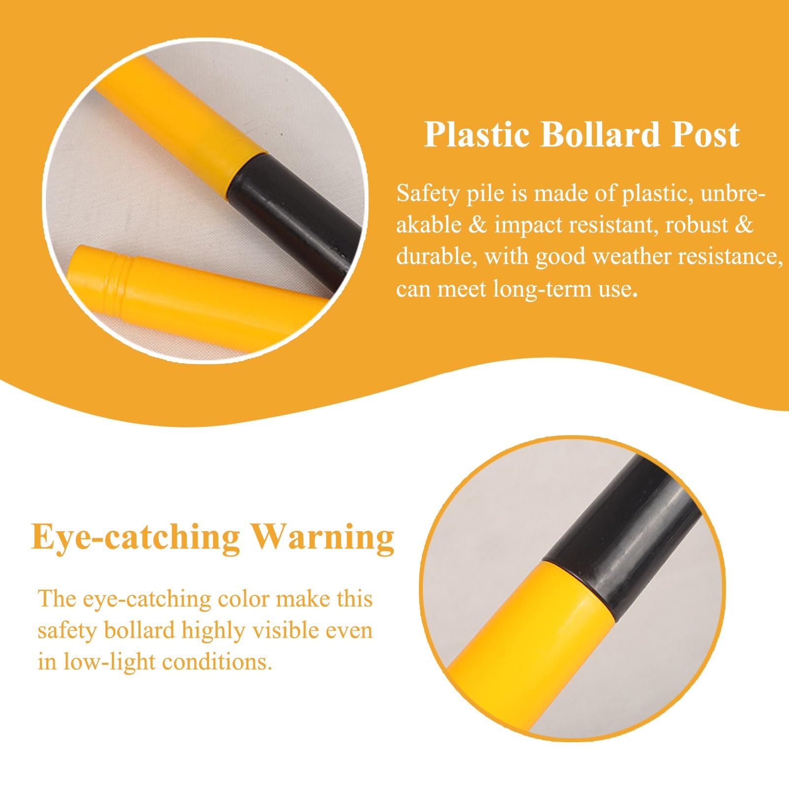 Bolardo de seguridad vial, poste delimitador portátil desmontable con base estable rellenable, conos de seguridad para uso interior y exterior, rojo, 62 cm de alto (24 3/8").