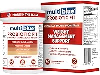 Vista 10 de MultiBlue Probióticos para mujeres y hombres, 30 cápsulas, vitamina D3, Bifidobacterium Lactis B-420, prebiótico, salud intestinal, 60 mil millones