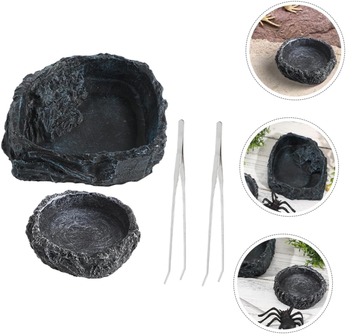 1Set Bearded Dragon Food Bowl Versatile Reptile Water Bowl Feeding Tongs for Lizard Gecko Snake for Reptile Tank Comfortable Dining Experience Tongs