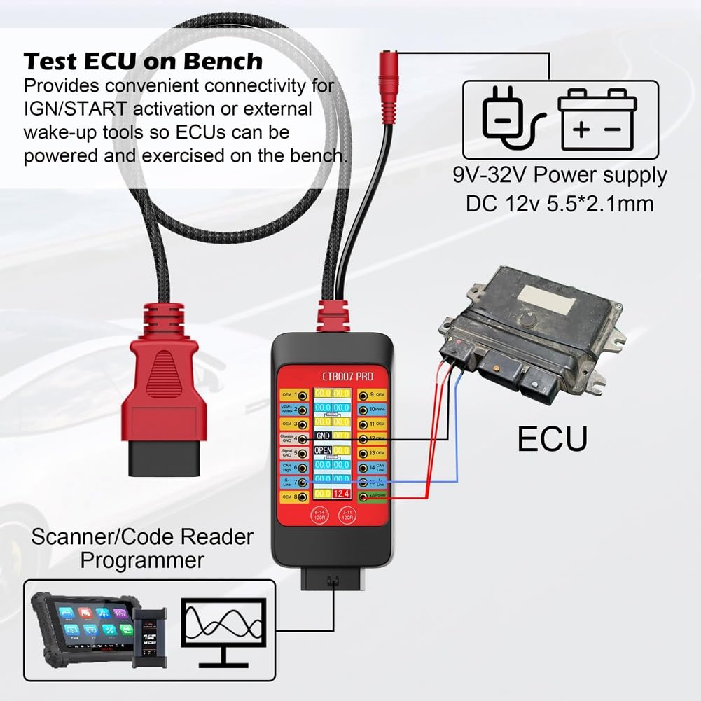 OBD2 Breakout Box CTB007 PRO mit LCD Digital Vrms Anzeige, ECU Testwerkzeug, Automobil-Diagnosetool, CAN Tester