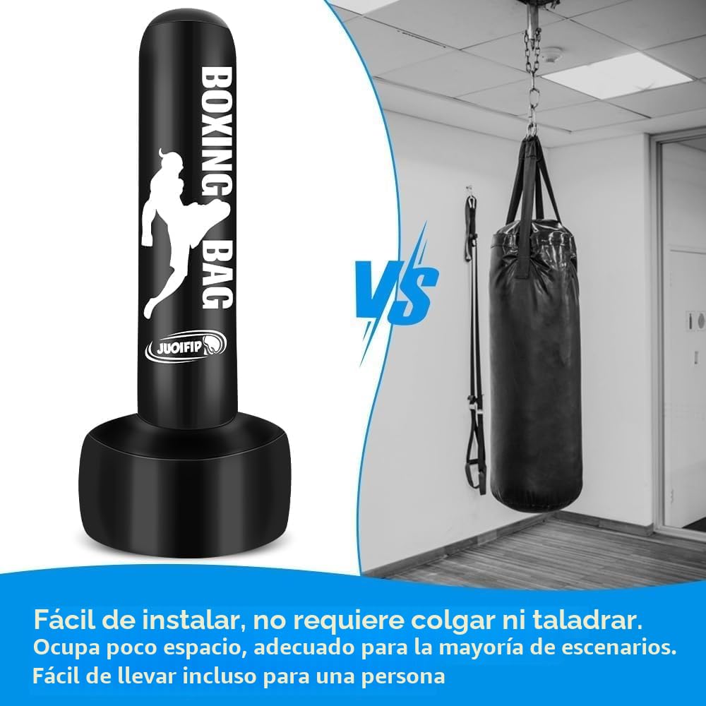 180cm Pesado Saco de Boxeo Adultos, Freestanding Saco de Boxeo Inflable Kickboxing Bolsa para Entrenamiento MMA Muay Thai Fitness