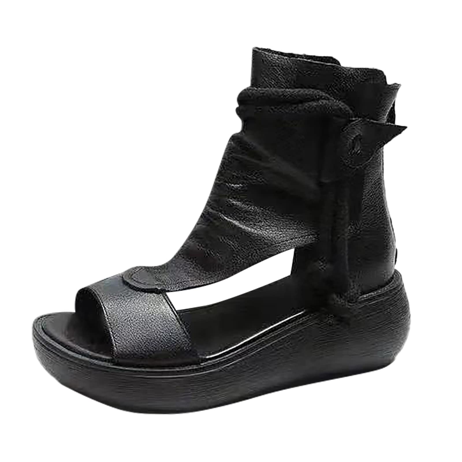 Generisch Scarpe bianche da donna 38 con zeppa e cerniera inferiore, sandali da donna con gomma