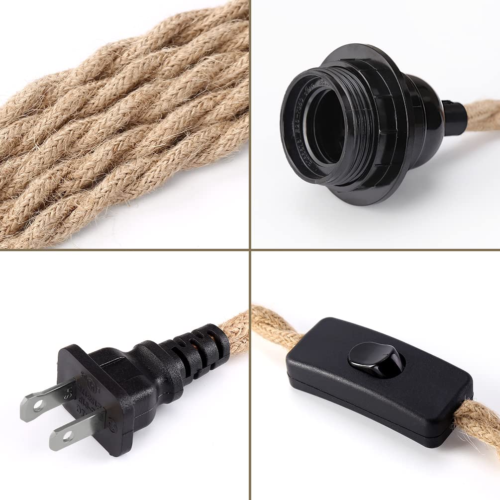 haultop Pendant Light Cord, Hanging Light Kit with Switch Plug in, 15FT