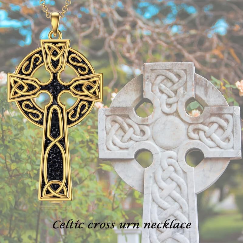 SOULMEET Celtic Cross Ashes Necklace for Men Women, Large Silver/Gold Irish Celtic Knot Cross Urn Locket for Ashes Keepsake Cremation Jewelry Gift for Loss Mommy Daddy - Image 6