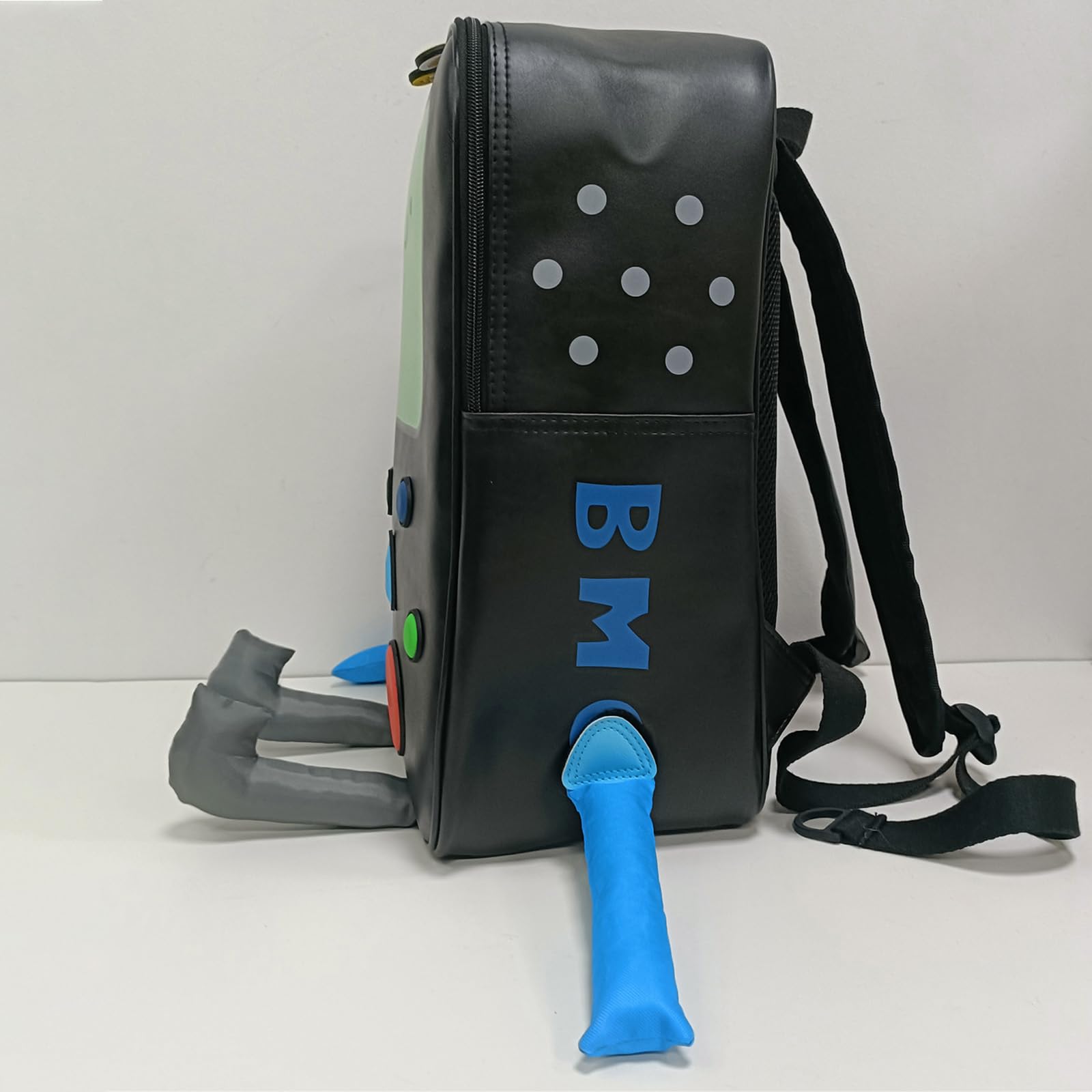 IBSLBMO Cartoon Robot Travel Laptop Cute Backpack Blue PU Robot Animal Bmo Finn Jake Adventure Trip Backpack (Black)